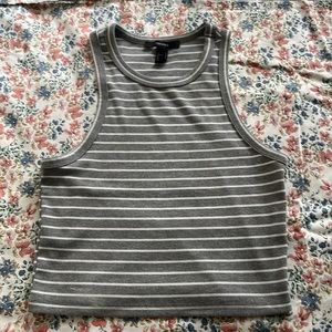 This is a high neck tank Brand: Forever 21 Size M Color: grey and white stripes